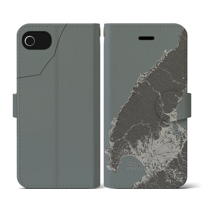 【相川（新潟県）】地図柄iPhoneケース（手帳タイプ）モノトーン・iPhone SE（第3 / 第2世代） / 8 / 7 / 6s / 6 用