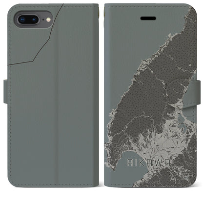 【相川（新潟県）】地図柄iPhoneケース（手帳タイプ）モノトーン・iPhone 8Plus /7Plus / 6sPlus / 6Plus 用