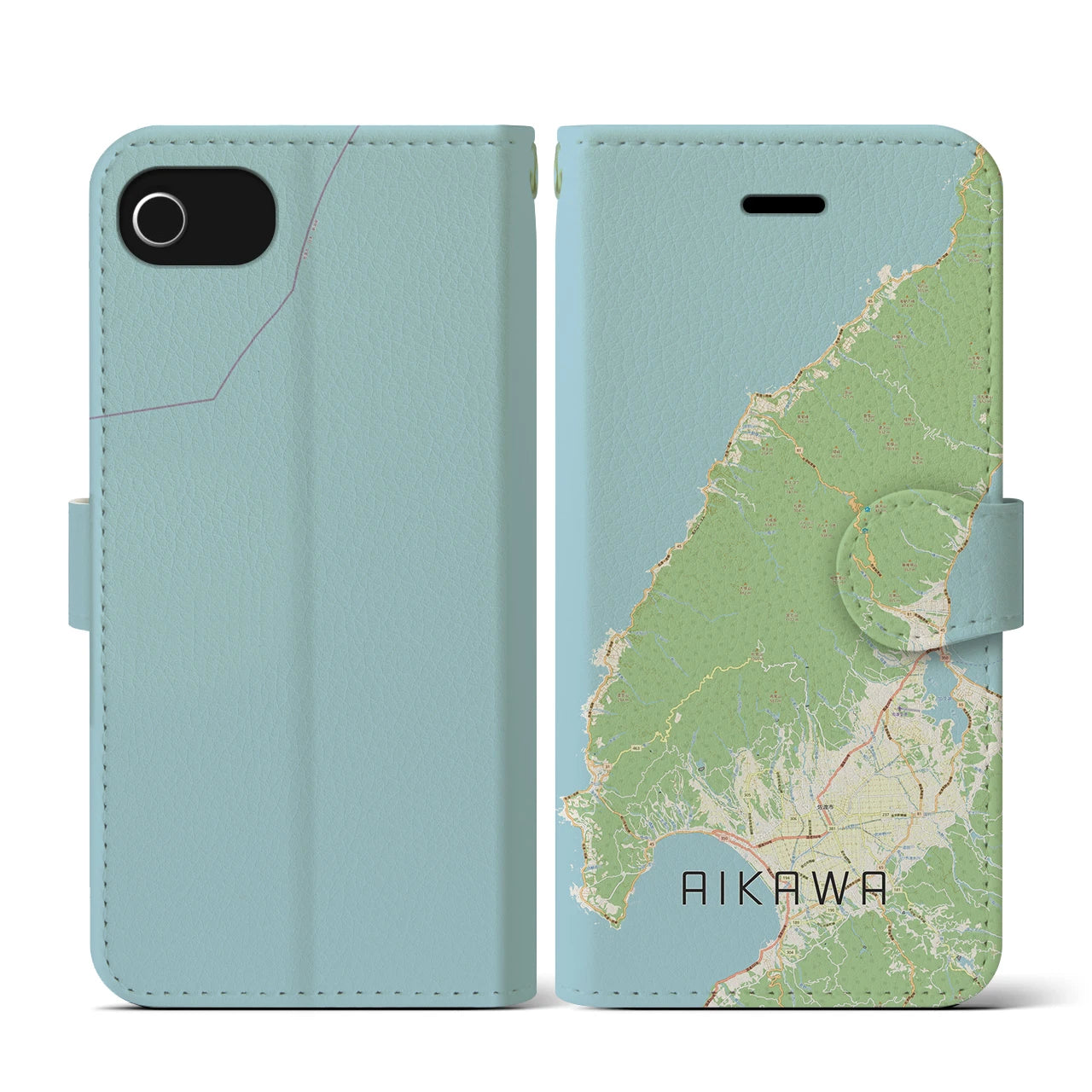 【相川（新潟県）】地図柄iPhoneケース（手帳タイプ）