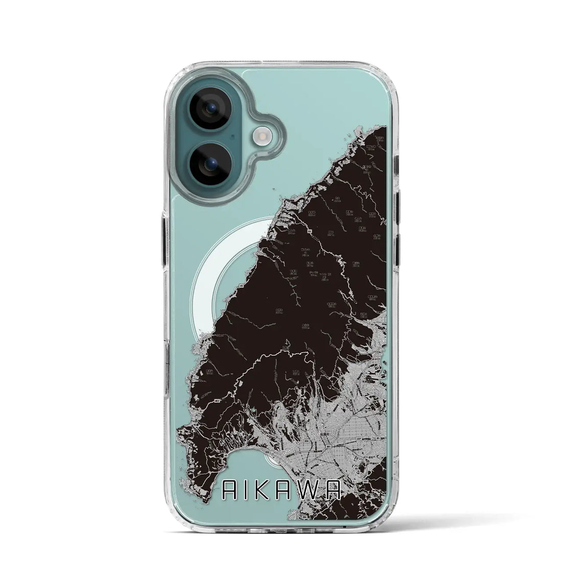 【相川(新潟県)】地図柄iPhoneケース(MagSafeタイプ)モノトーン・iPhone 16 Pro 用