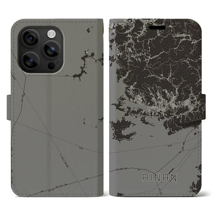 【愛南（愛媛県）】地図柄iPhoneケース（手帳タイプ）モノトーン・iPhone 16 用