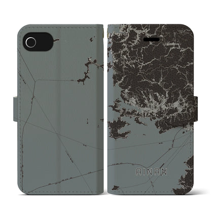 【愛南（愛媛県）】地図柄iPhoneケース（手帳タイプ）モノトーン・iPhone SE（第3 / 第2世代） / 8 / 7 / 6s / 6 用