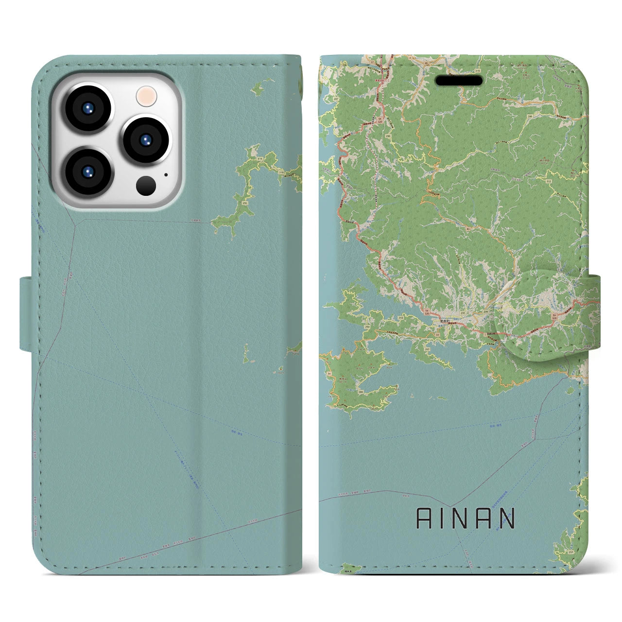 【愛南（愛媛県）】地図柄iPhoneケース（手帳タイプ）