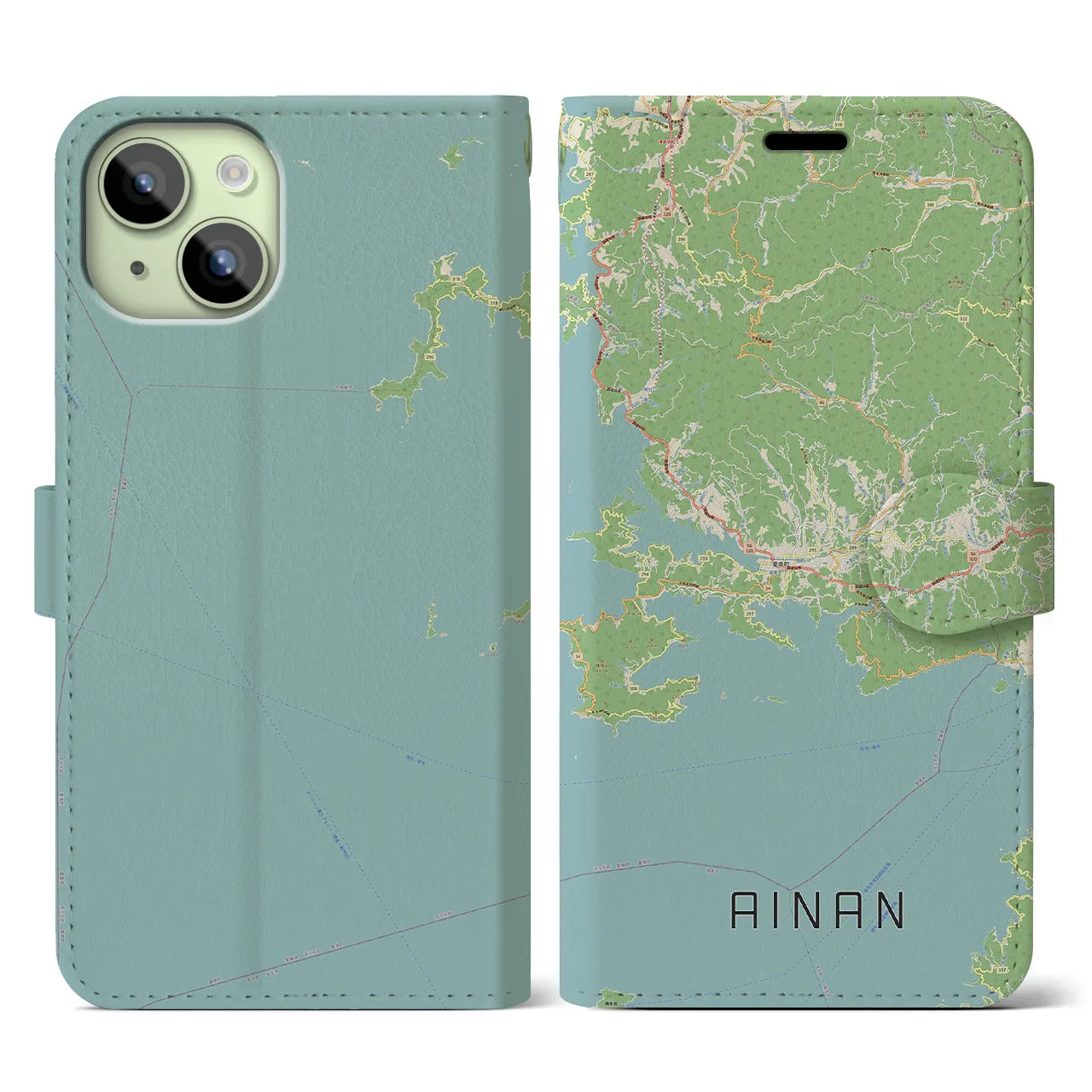 【愛南（愛媛県）】地図柄iPhoneケース（手帳タイプ）