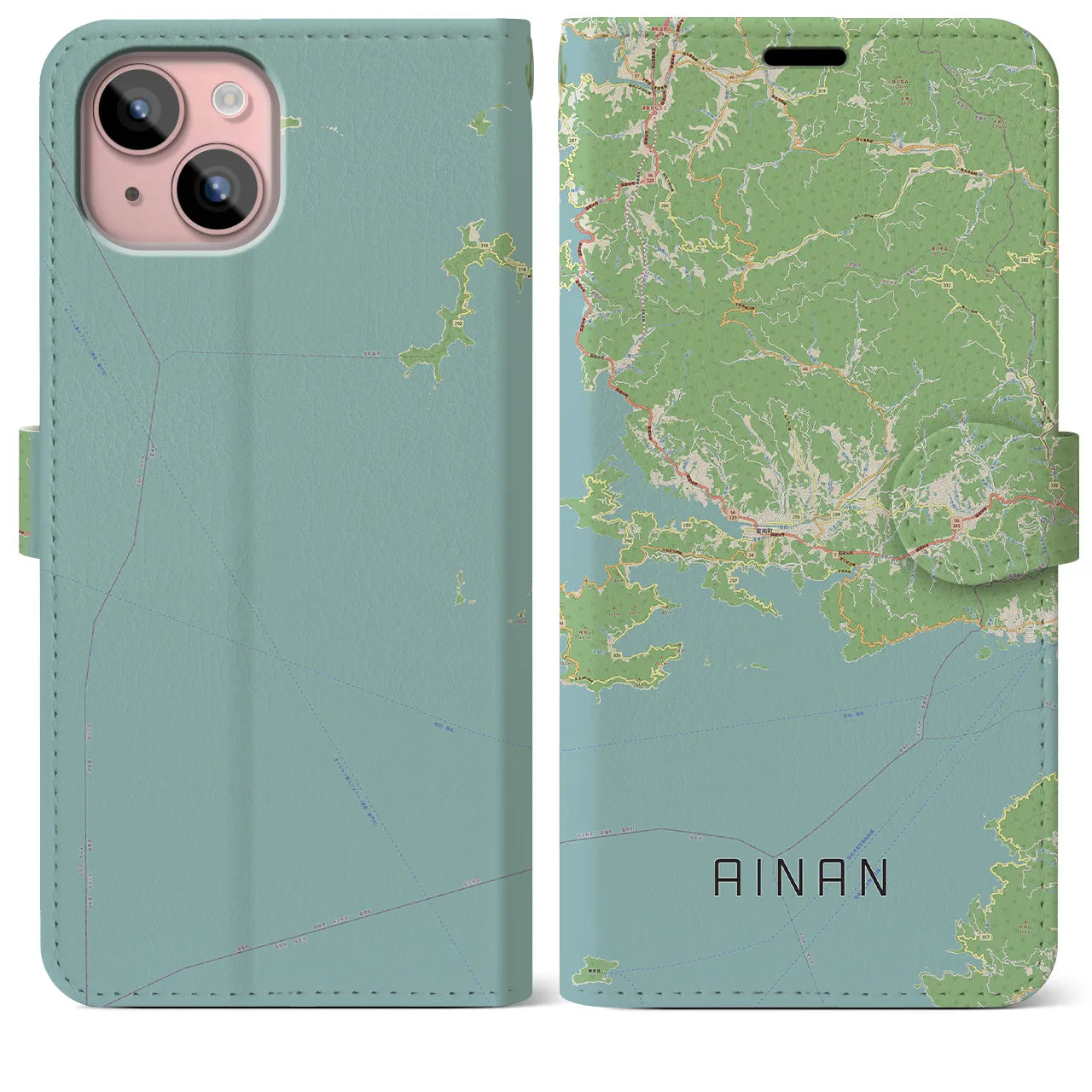 【愛南（愛媛県）】地図柄iPhoneケース（手帳タイプ）