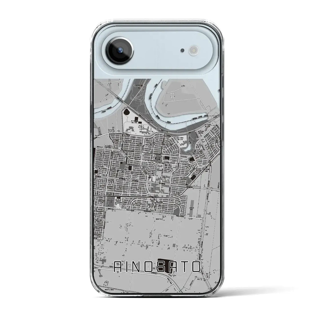 【あいの里(北海道)】地図柄iPhoneケース(クリアタイプ)モノトーン・iPhone 17 Pro Max 用