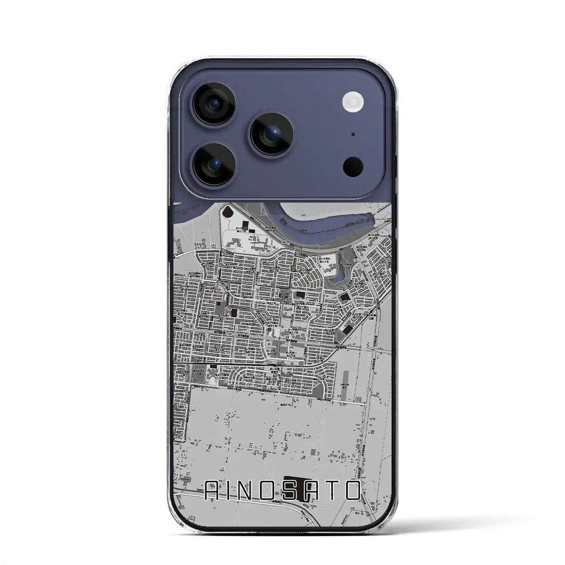 【あいの里(北海道)】地図柄iPhoneケース(クリアタイプ)モノトーン・iPhone 17 Pro Max 用