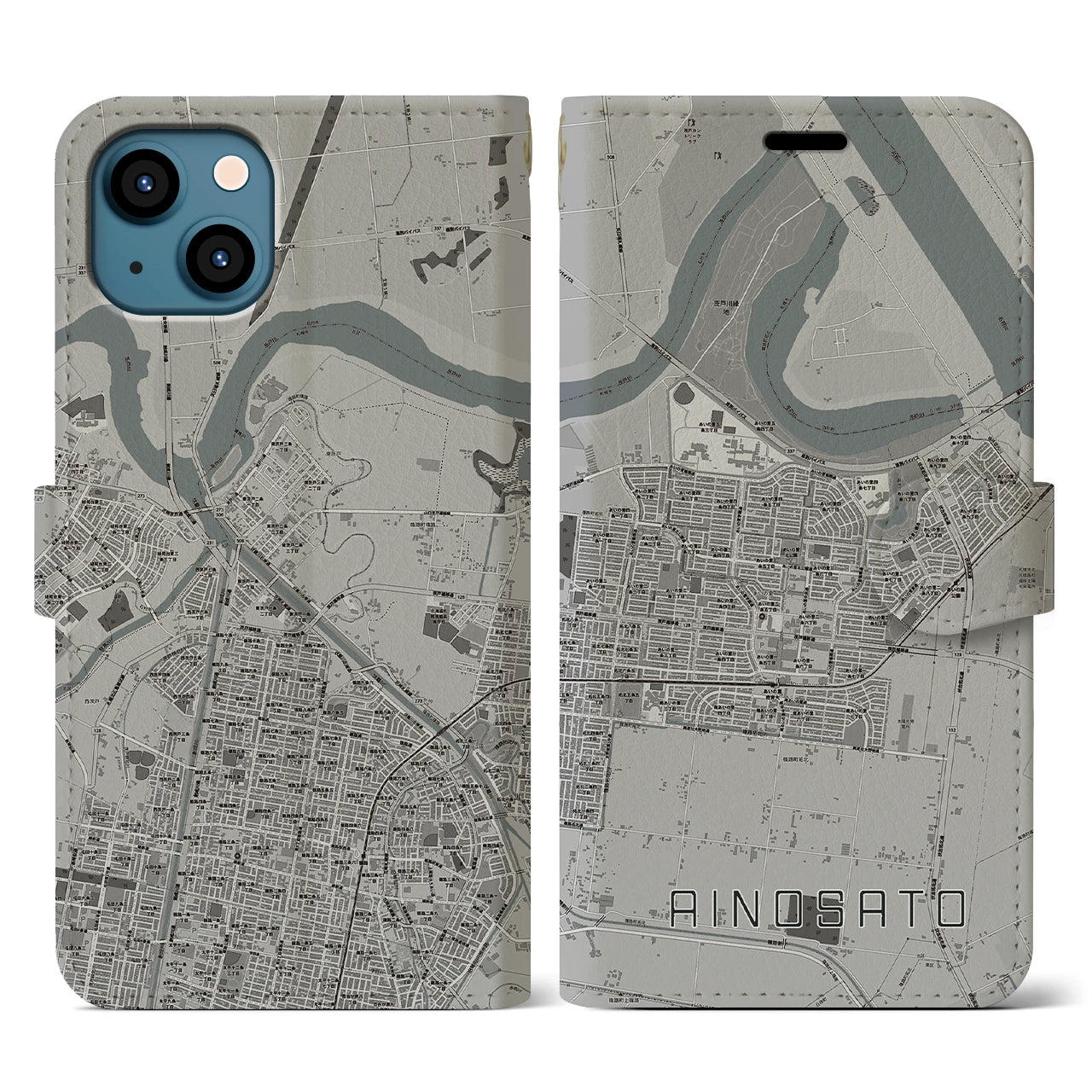 【あいの里（北海道）】地図柄iPhoneケース（手帳タイプ）