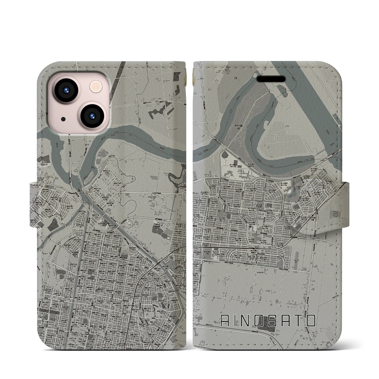 【あいの里（北海道）】地図柄iPhoneケース（手帳タイプ）