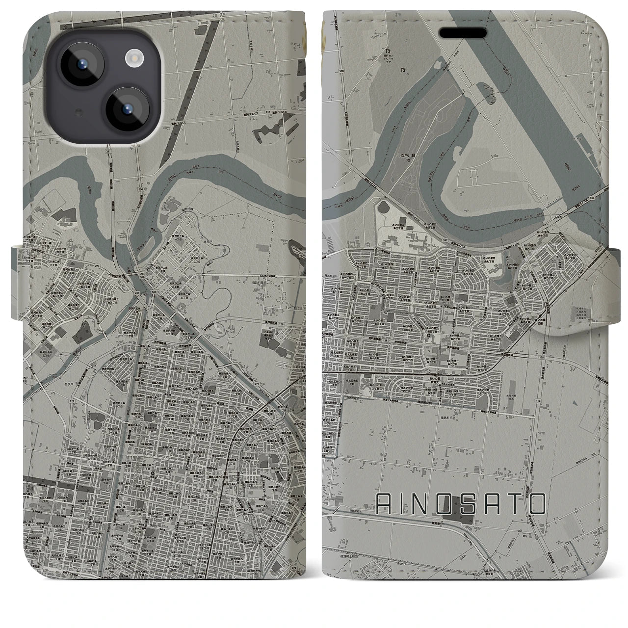 【あいの里（北海道）】地図柄iPhoneケース（手帳タイプ）