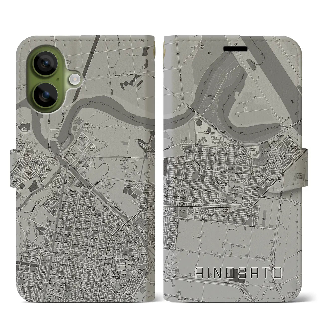 【あいの里（北海道）】地図柄iPhoneケース（手帳タイプ）