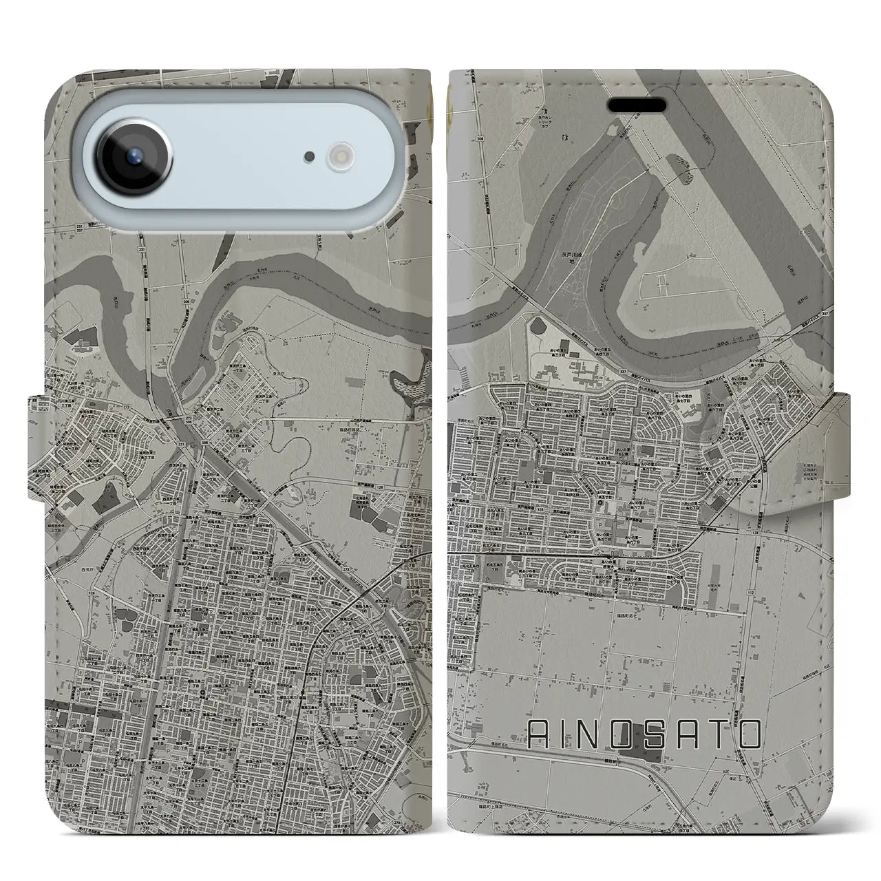 【あいの里（北海道）】地図柄iPhoneケース（手帳タイプ）