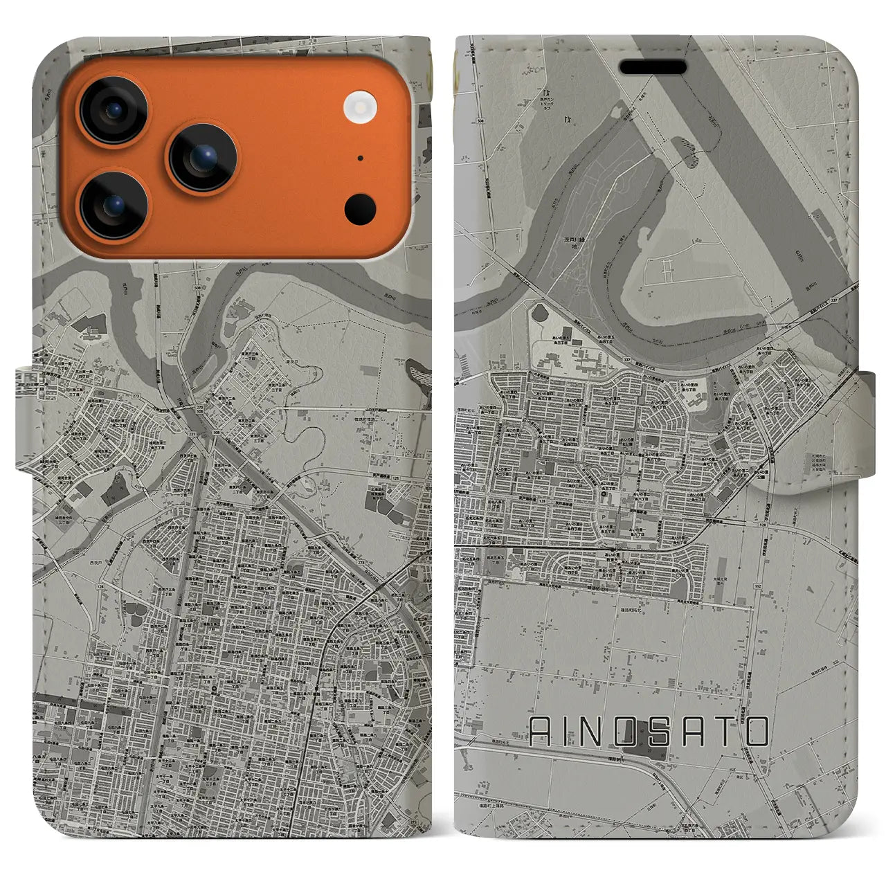 【あいの里（北海道）】地図柄iPhoneケース（手帳タイプ）