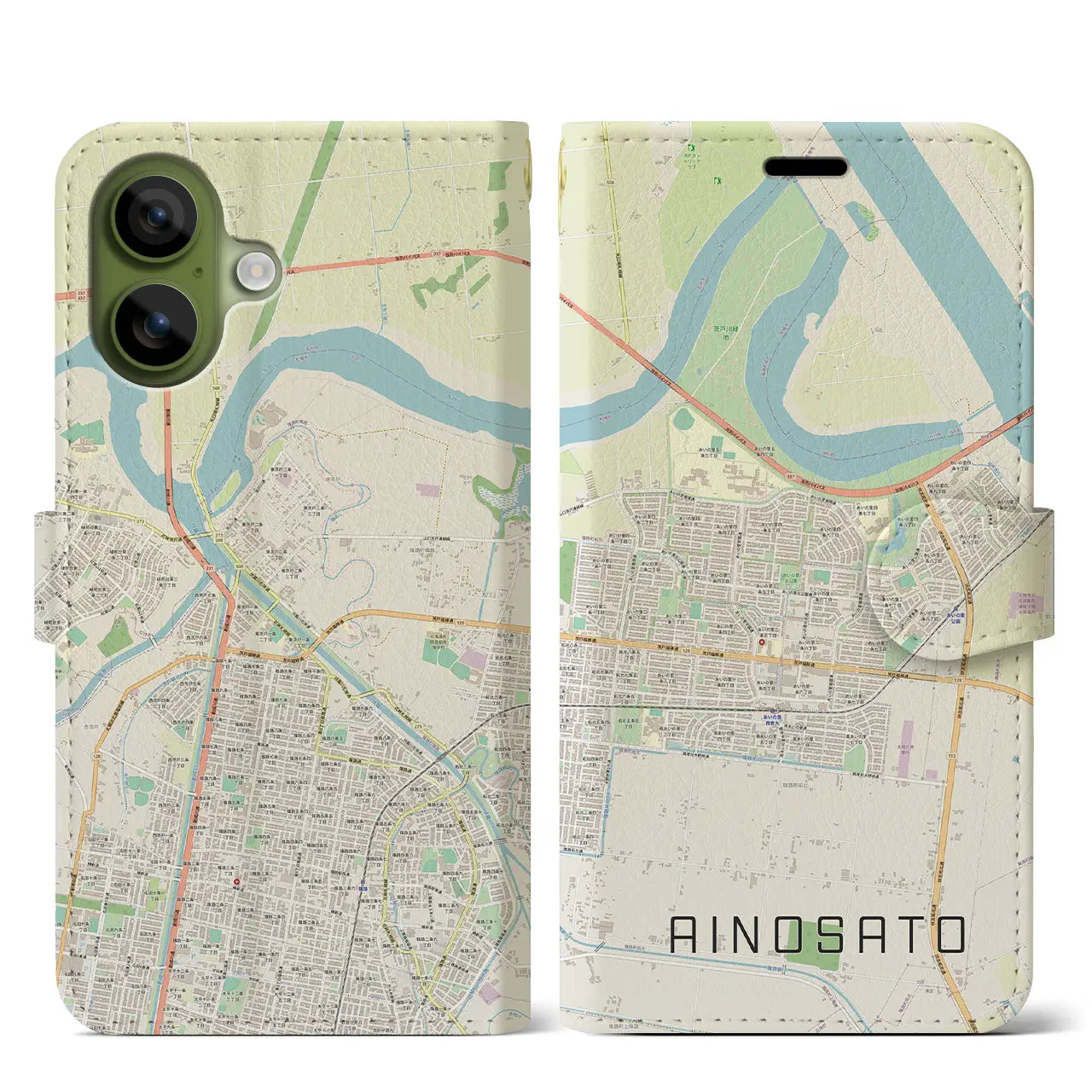 【あいの里（北海道）】地図柄iPhoneケース（手帳タイプ）
