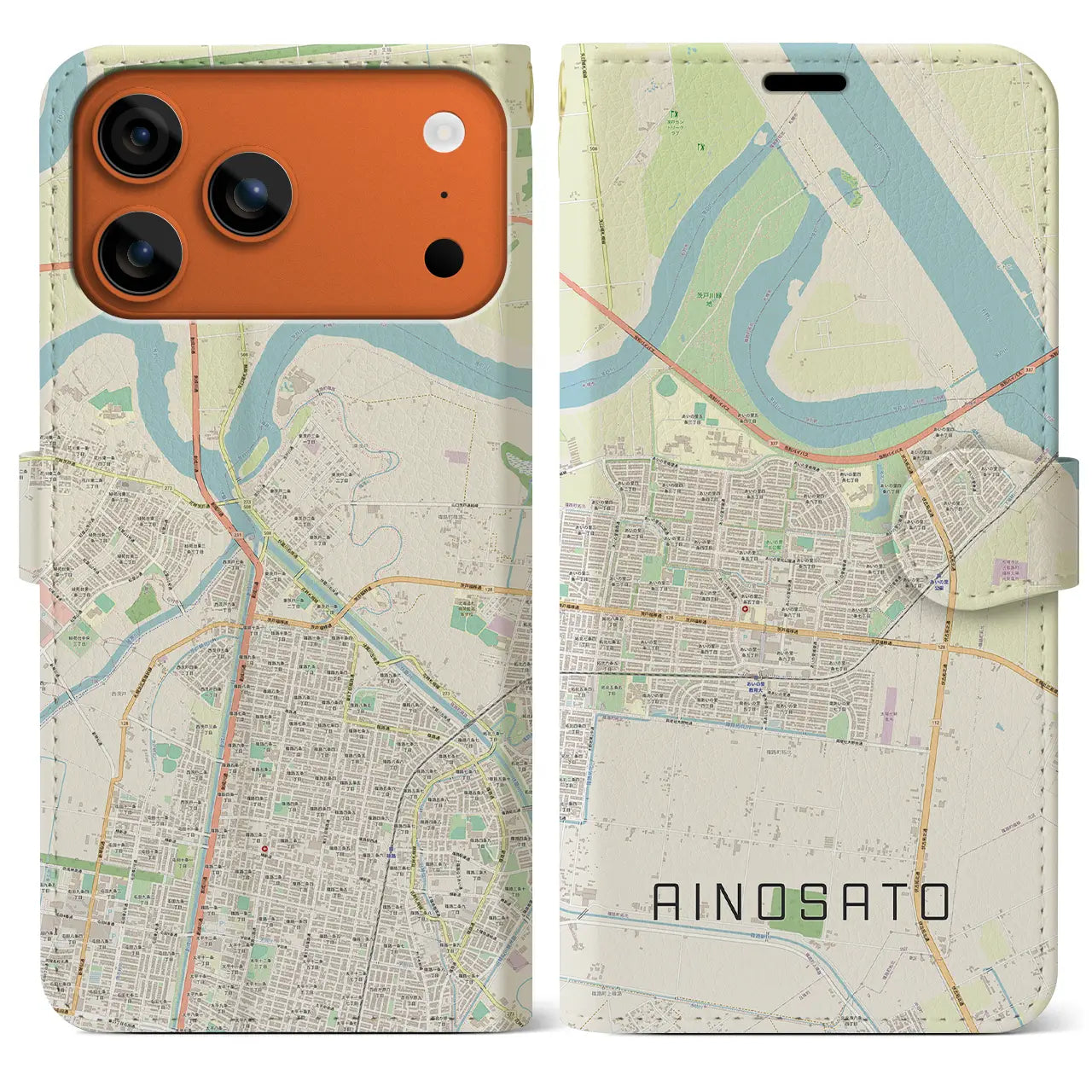 【あいの里（北海道）】地図柄iPhoneケース（手帳タイプ）