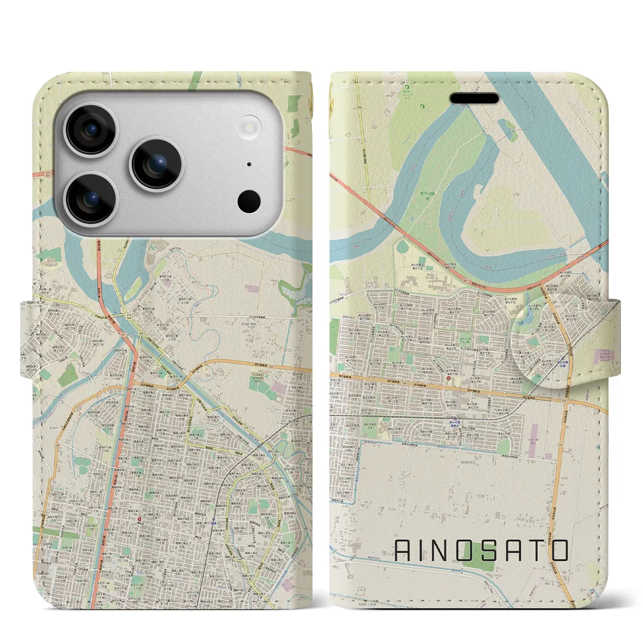 【あいの里（北海道）】地図柄iPhoneケース（手帳タイプ）
