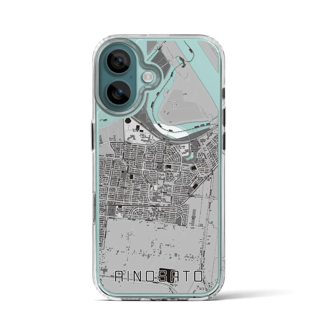 【あいの里（北海道）】地図柄iPhoneケース（MagSafeタイプ）モノトーン・iPhone 16 Pro 用
