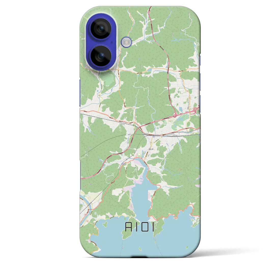 【相生(兵庫県)】地図柄iPhoneケース(バックカバータイプ)ブラック・iPhone 16 Pro Max 用