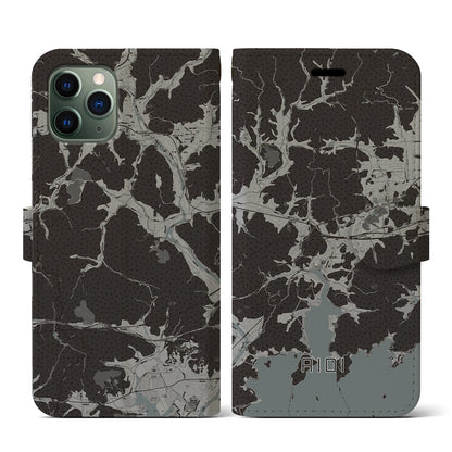 【相生（兵庫県）】地図柄iPhoneケース（手帳タイプ）モノトーン・iPhone 11 Pro 用