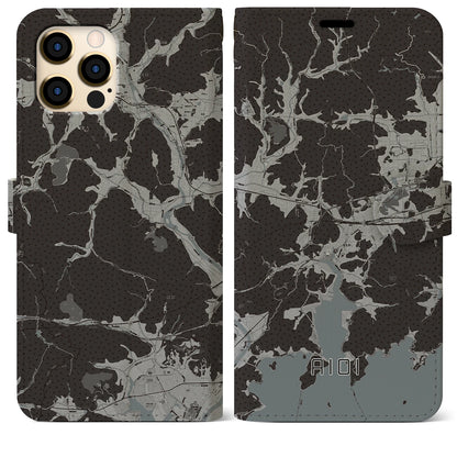 【相生（兵庫県）】地図柄iPhoneケース（手帳タイプ）モノトーン・iPhone 12 Pro Max 用