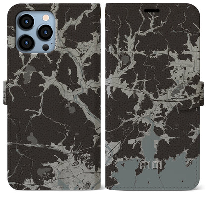 【相生（兵庫県）】地図柄iPhoneケース（手帳タイプ）モノトーン・iPhone 13 Pro Max 用
