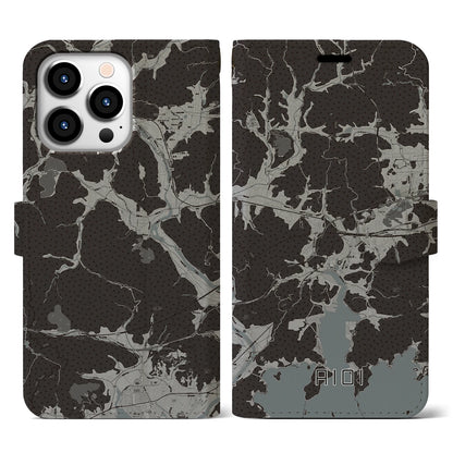 【相生（兵庫県）】地図柄iPhoneケース（手帳タイプ）モノトーン・iPhone 13 Pro 用