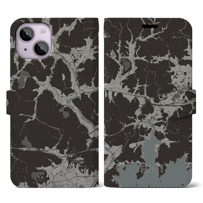 【相生（兵庫県）】地図柄iPhoneケース（手帳タイプ）モノトーン・iPhone 14 用