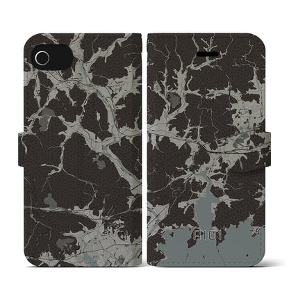 【相生（兵庫県）】地図柄iPhoneケース（手帳タイプ）モノトーン・iPhone SE（第3 / 第2世代） / 8 / 7 / 6s / 6 用