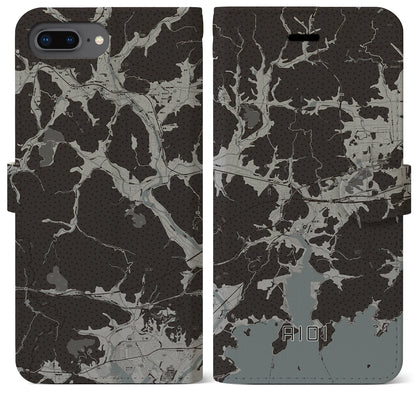 【相生（兵庫県）】地図柄iPhoneケース（手帳タイプ）モノトーン・iPhone 8Plus /7Plus / 6sPlus / 6Plus 用