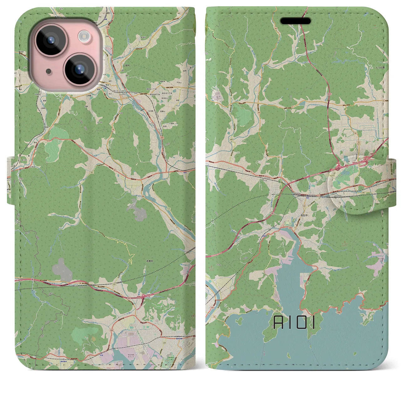 【相生（兵庫県）】地図柄iPhoneケース（手帳タイプ）