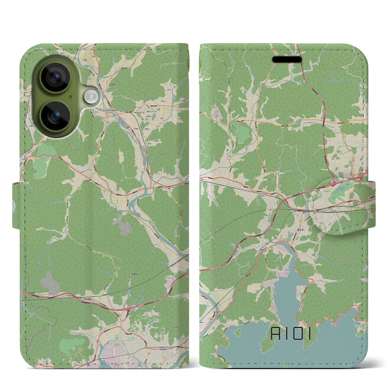 【相生（兵庫県）】地図柄iPhoneケース（手帳タイプ）