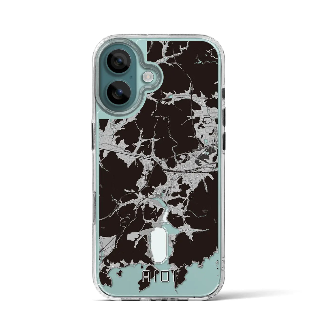 【相生(兵庫県)】地図柄iPhoneケース(MagSafeタイプ)モノトーン・iPhone 16 Pro 用