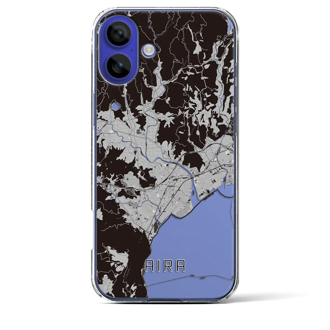 【姶良（鹿児島県）】地図柄iPhoneケース（クリアタイプ）モノトーン・iPhone 16 Pro Max 用