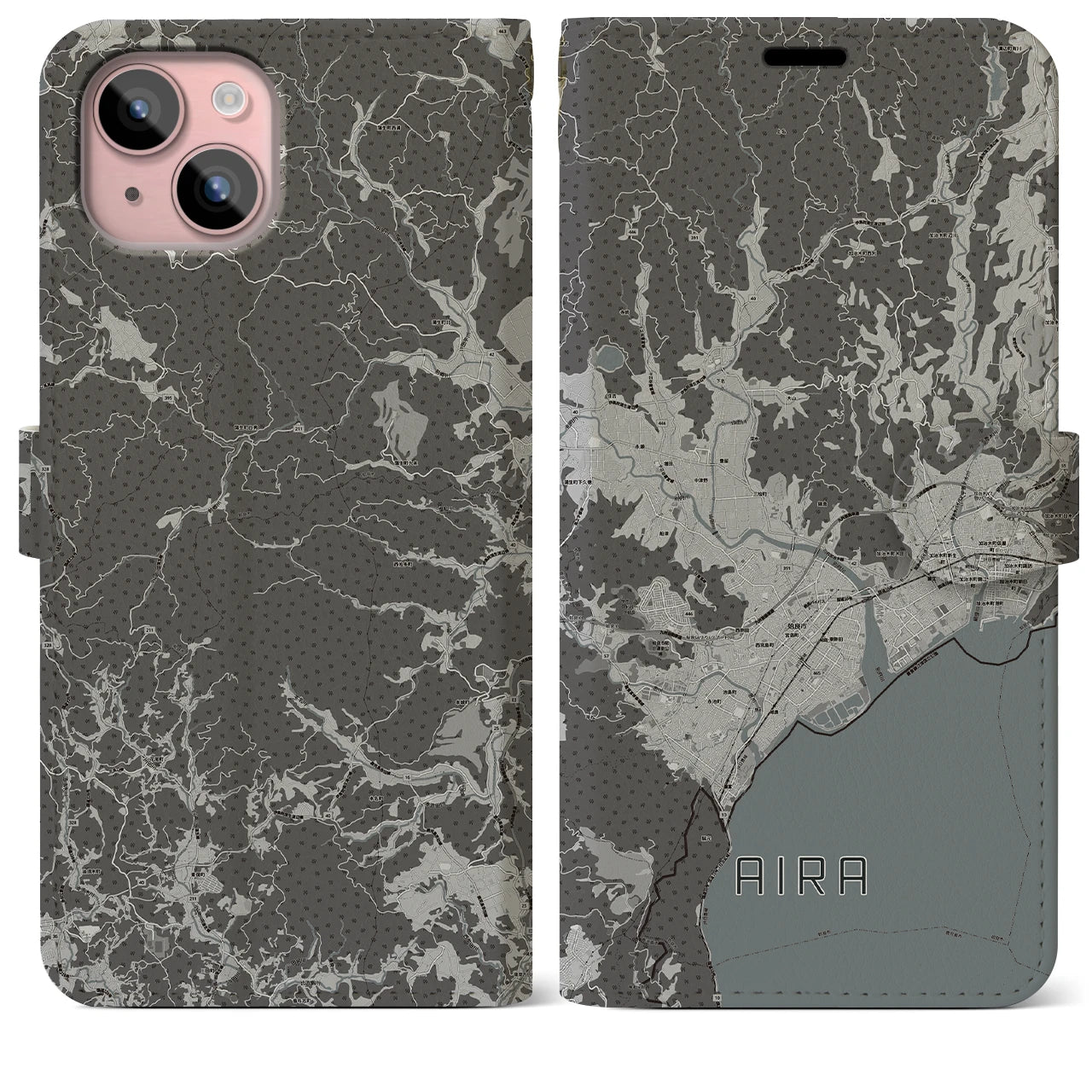 【姶良（鹿児島県）】地図柄iPhoneケース（手帳タイプ）