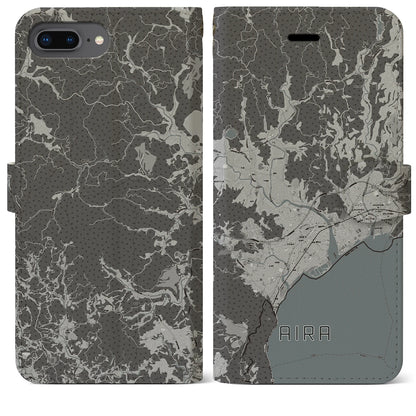 【姶良（鹿児島県）】地図柄iPhoneケース（手帳タイプ）モノトーン・iPhone 8Plus /7Plus / 6sPlus / 6Plus 用