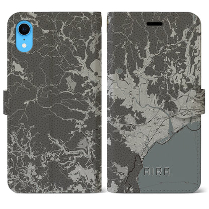 【姶良（鹿児島県）】地図柄iPhoneケース（手帳タイプ）モノトーン・iPhone XR 用