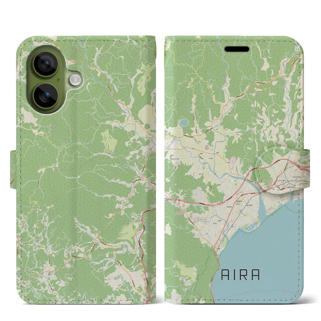 【姶良（鹿児島県）】地図柄iPhoneケース（手帳タイプ）