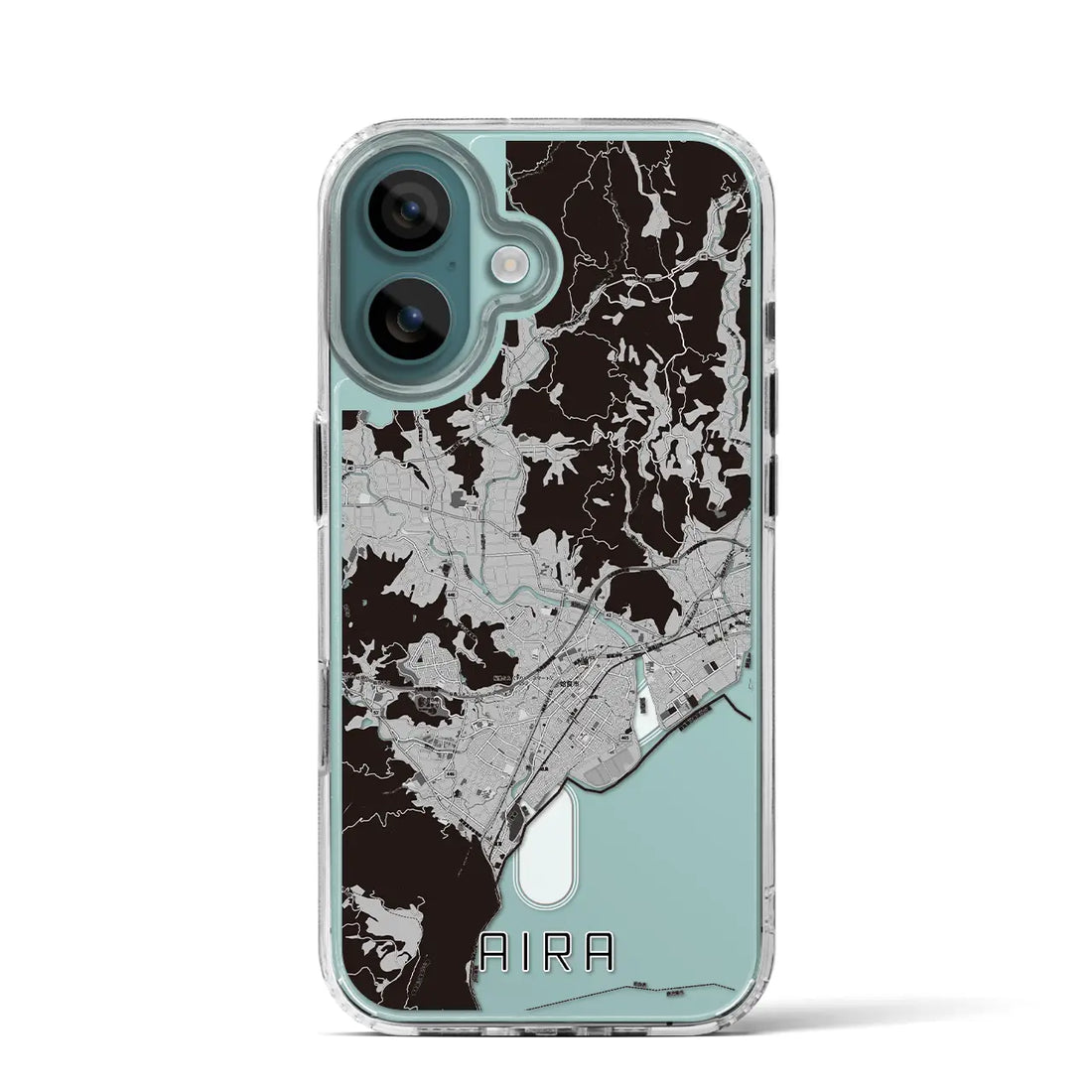 【姶良(鹿児島県)】地図柄iPhoneケース(MagSafeタイプ)モノトーン・iPhone 16 Pro 用