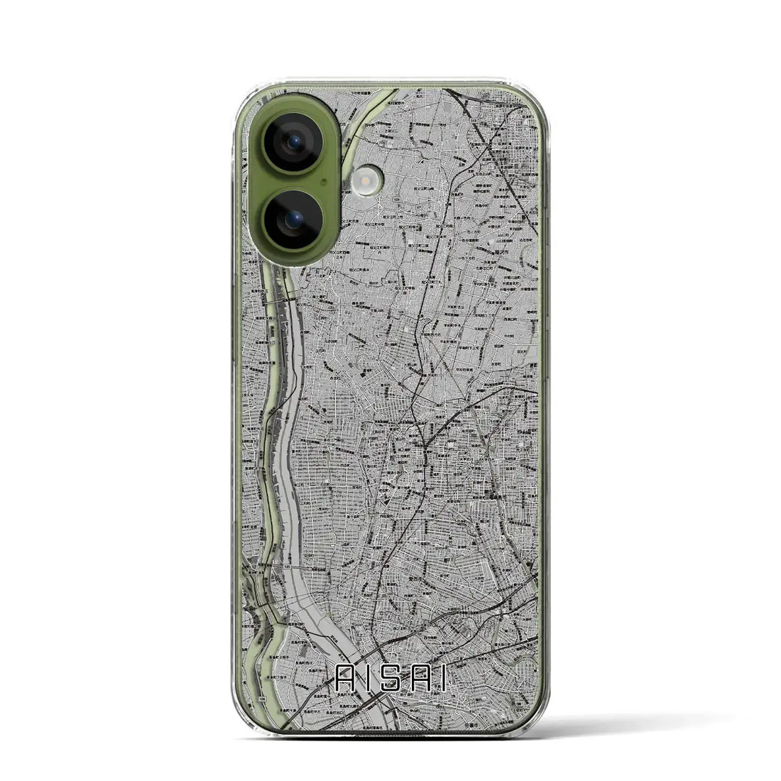 【愛西（愛知県）】地図柄iPhoneケース（クリアタイプ）モノトーン・iPhone 17 Pro Max 用