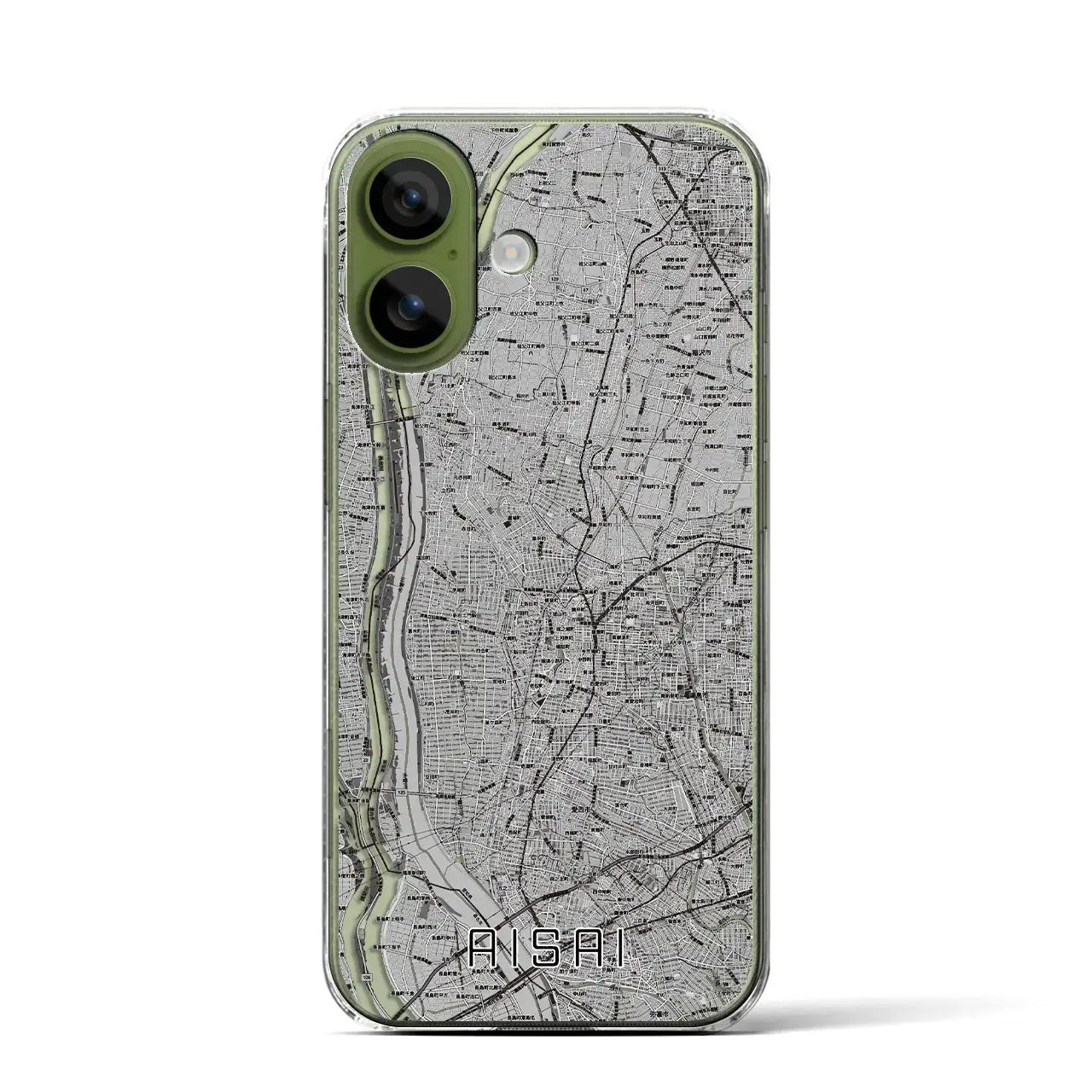 【愛西（愛知県）】地図柄iPhoneケース（クリアタイプ）モノトーン・iPhone 17 Pro Max 用