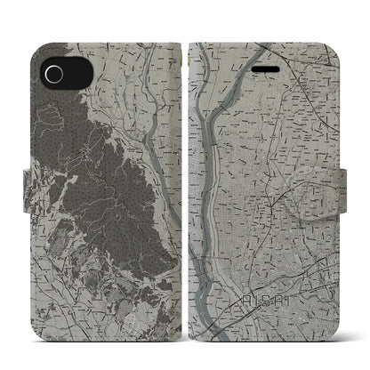 【愛西（愛知県）】地図柄iPhoneケース（手帳タイプ）モノトーン・iPhone SE（第3 / 第2世代） / 8 / 7 / 6s / 6 用