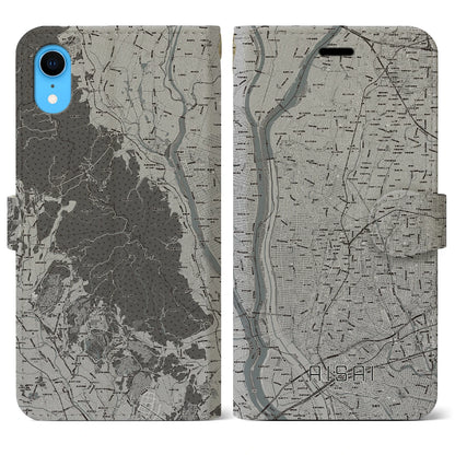 【愛西（愛知県）】地図柄iPhoneケース（手帳タイプ）モノトーン・iPhone XR 用