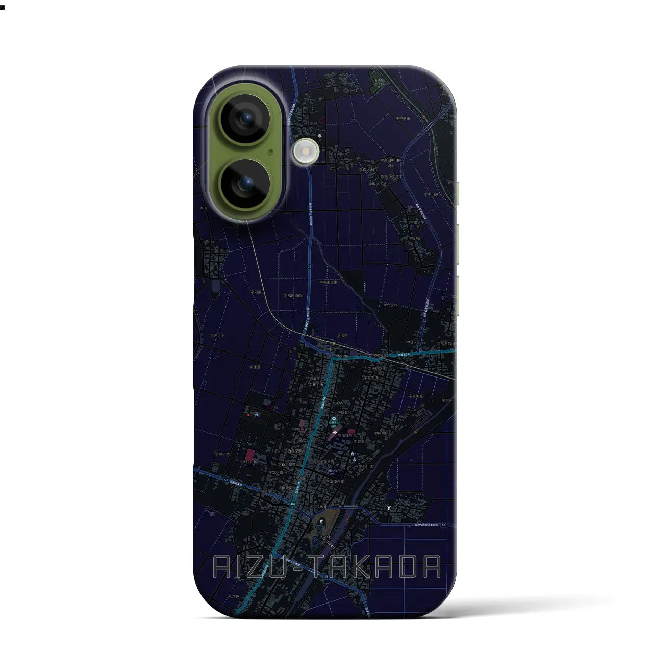 【会津高田（福島県）】地図柄iPhoneケース（バックカバータイプ）