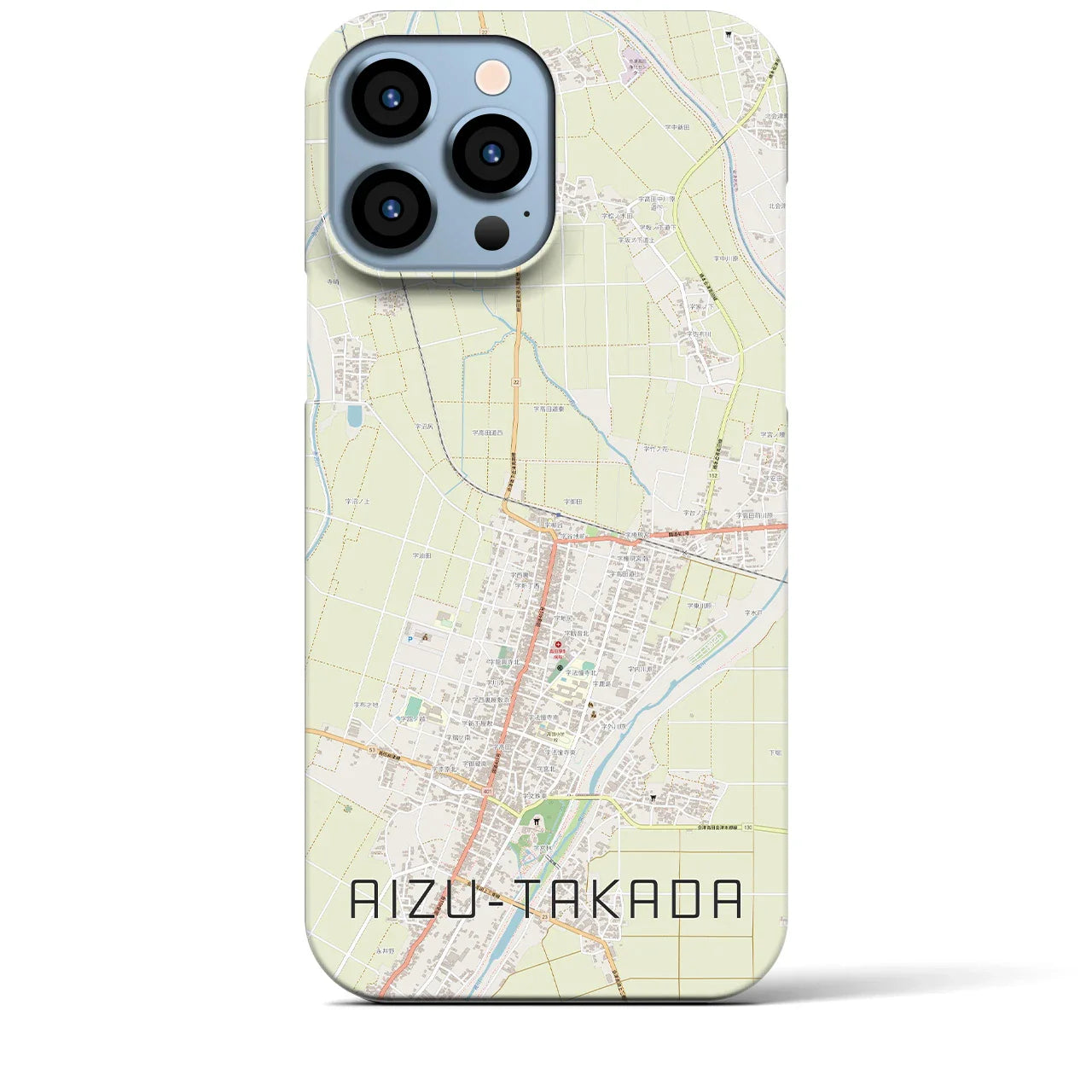 【会津高田（福島県）】地図柄iPhoneケース（バックカバータイプ）