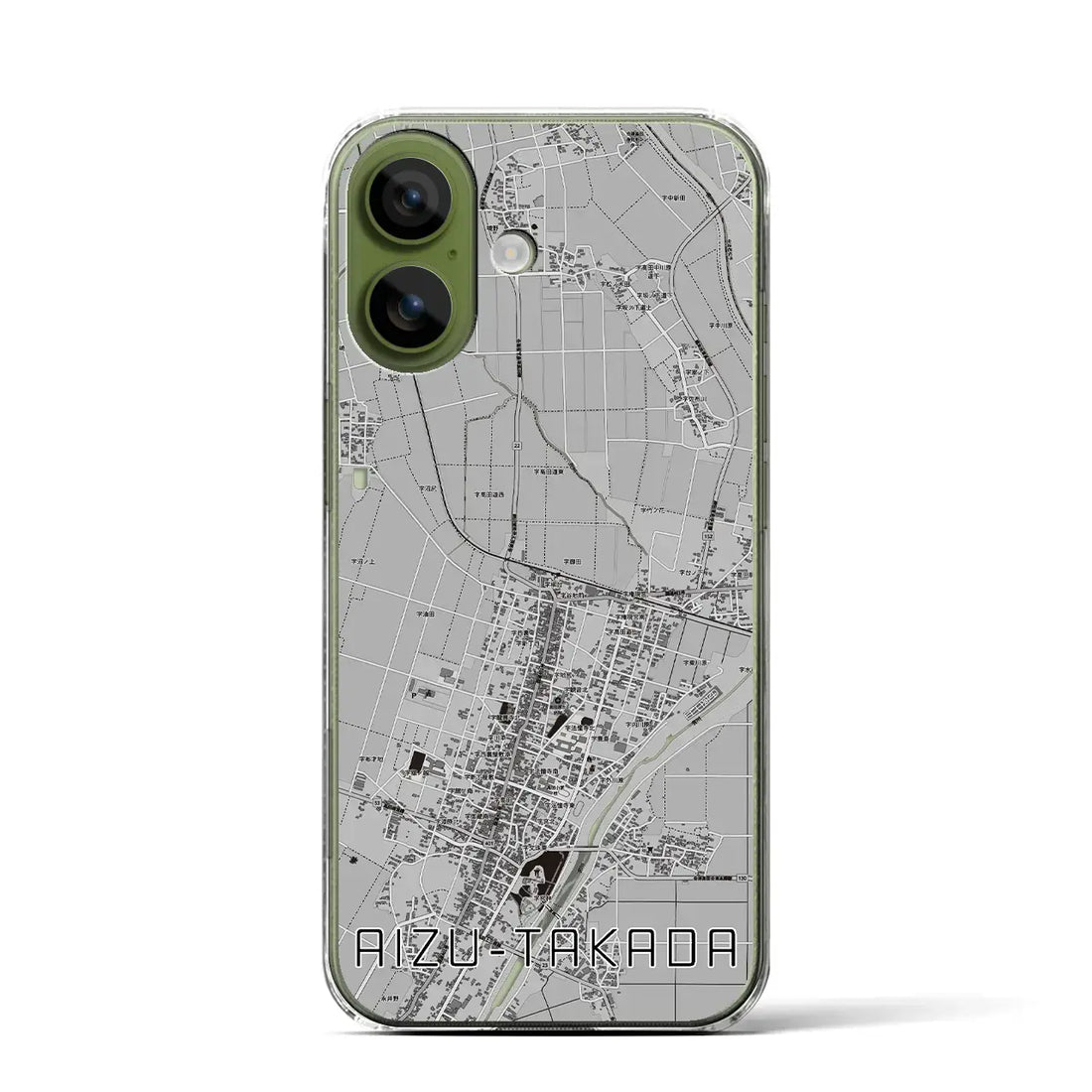 【会津高田（福島県）】地図柄iPhoneケース（クリアタイプ）モノトーン・iPhone 17 Pro Max 用