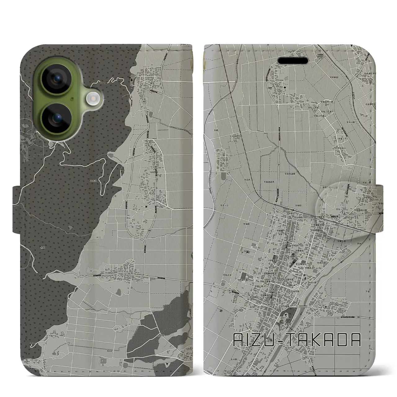 【会津高田（福島県）】地図柄iPhoneケース（手帳タイプ）