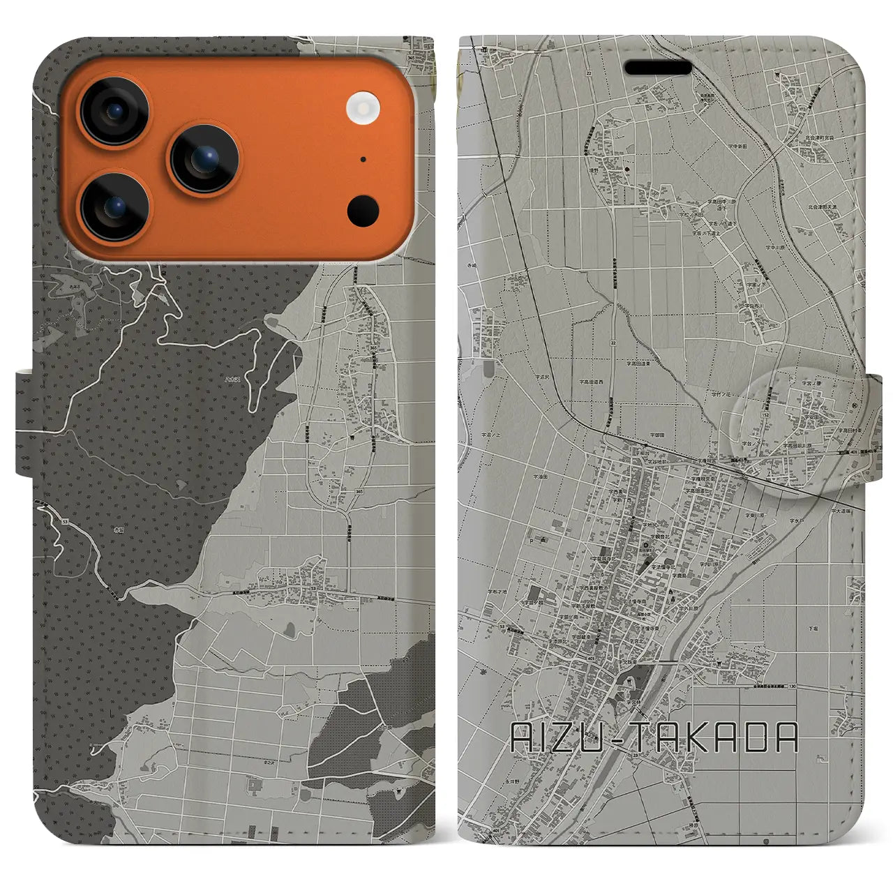 【会津高田（福島県）】地図柄iPhoneケース（手帳タイプ）