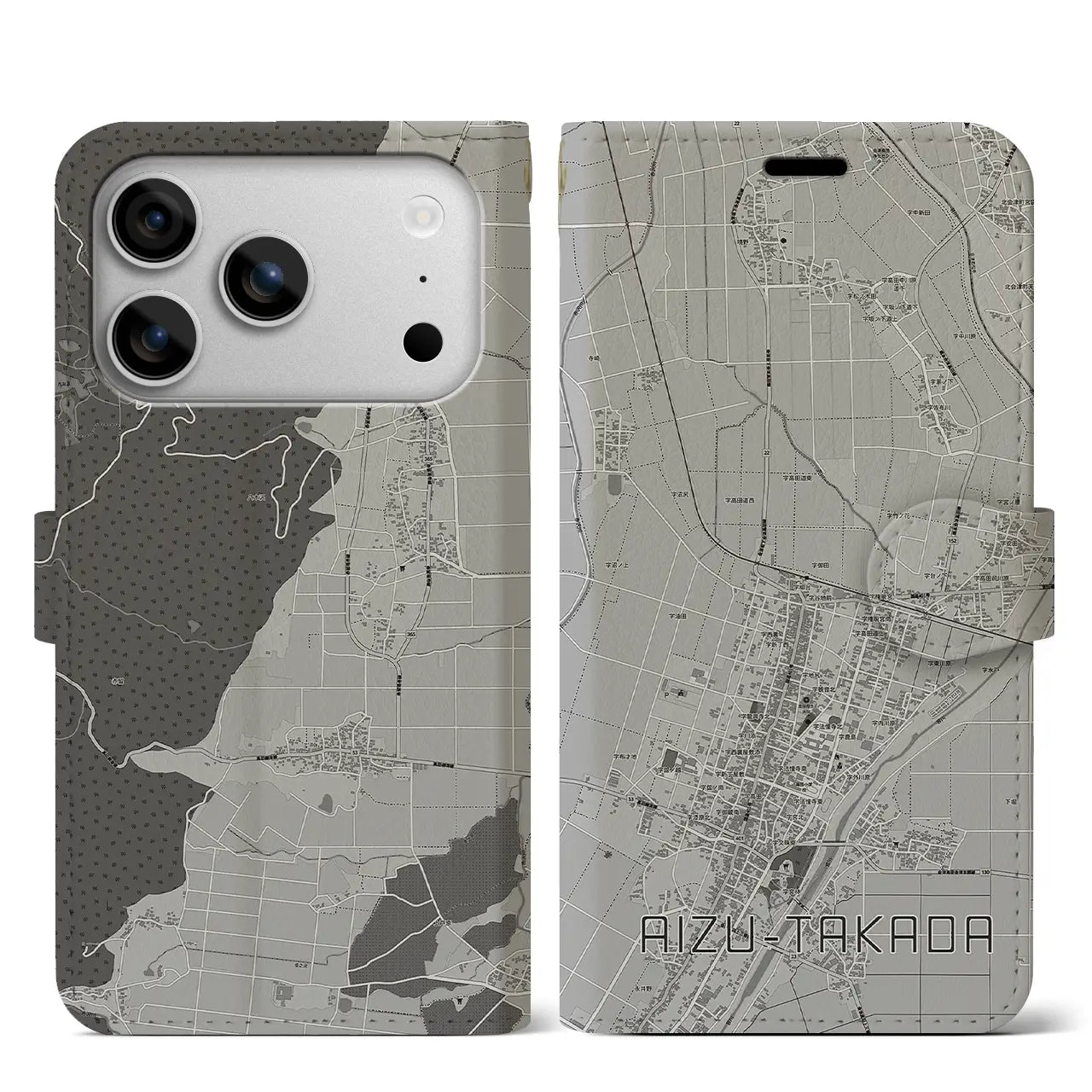 【会津高田（福島県）】地図柄iPhoneケース（手帳タイプ）