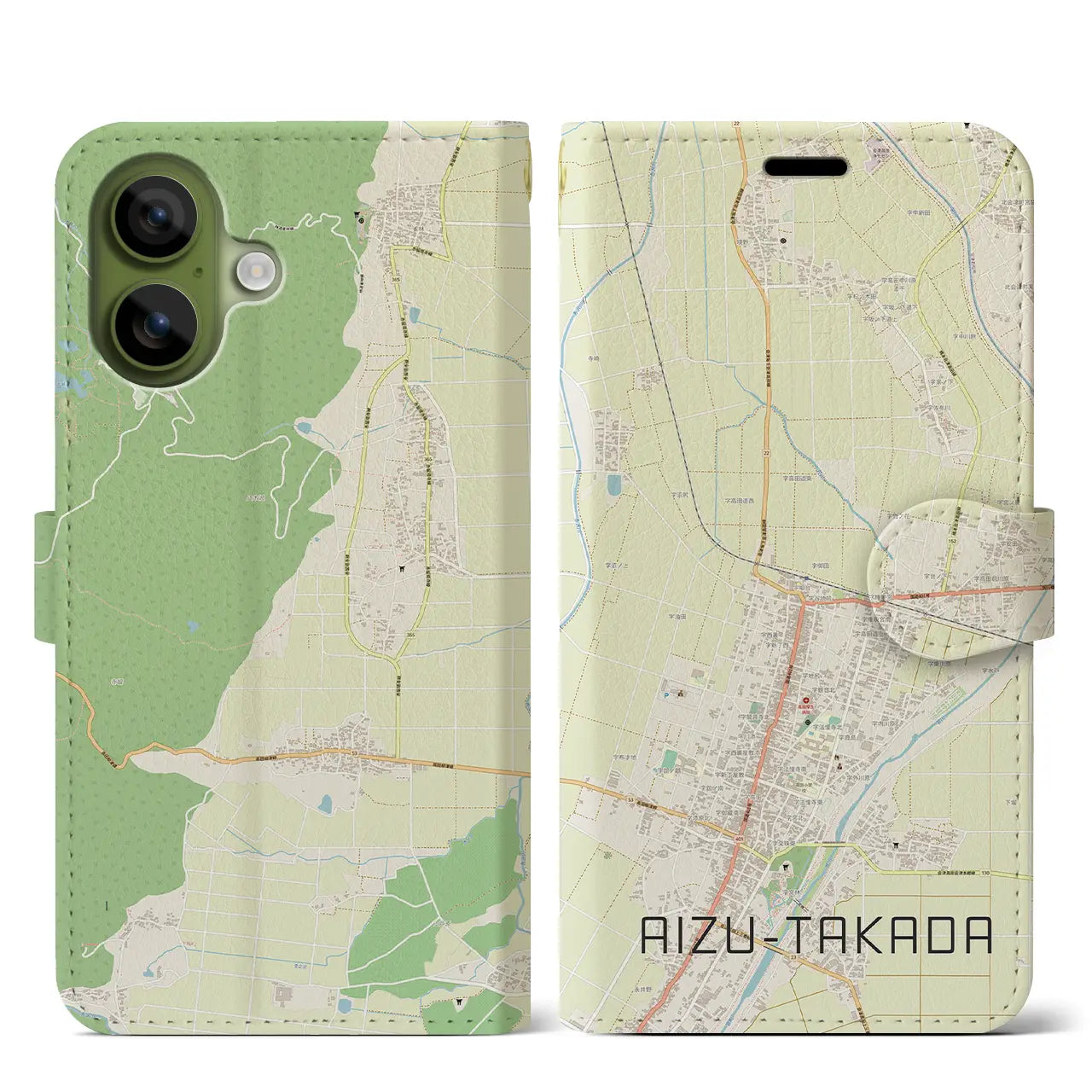 【会津高田（福島県）】地図柄iPhoneケース（手帳タイプ）