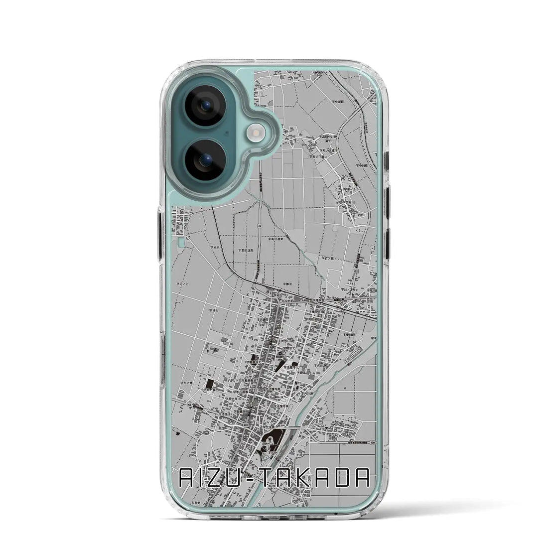 【会津高田（福島県）】地図柄iPhoneケース（MagSafeタイプ）モノトーン・iPhone 16 Pro 用